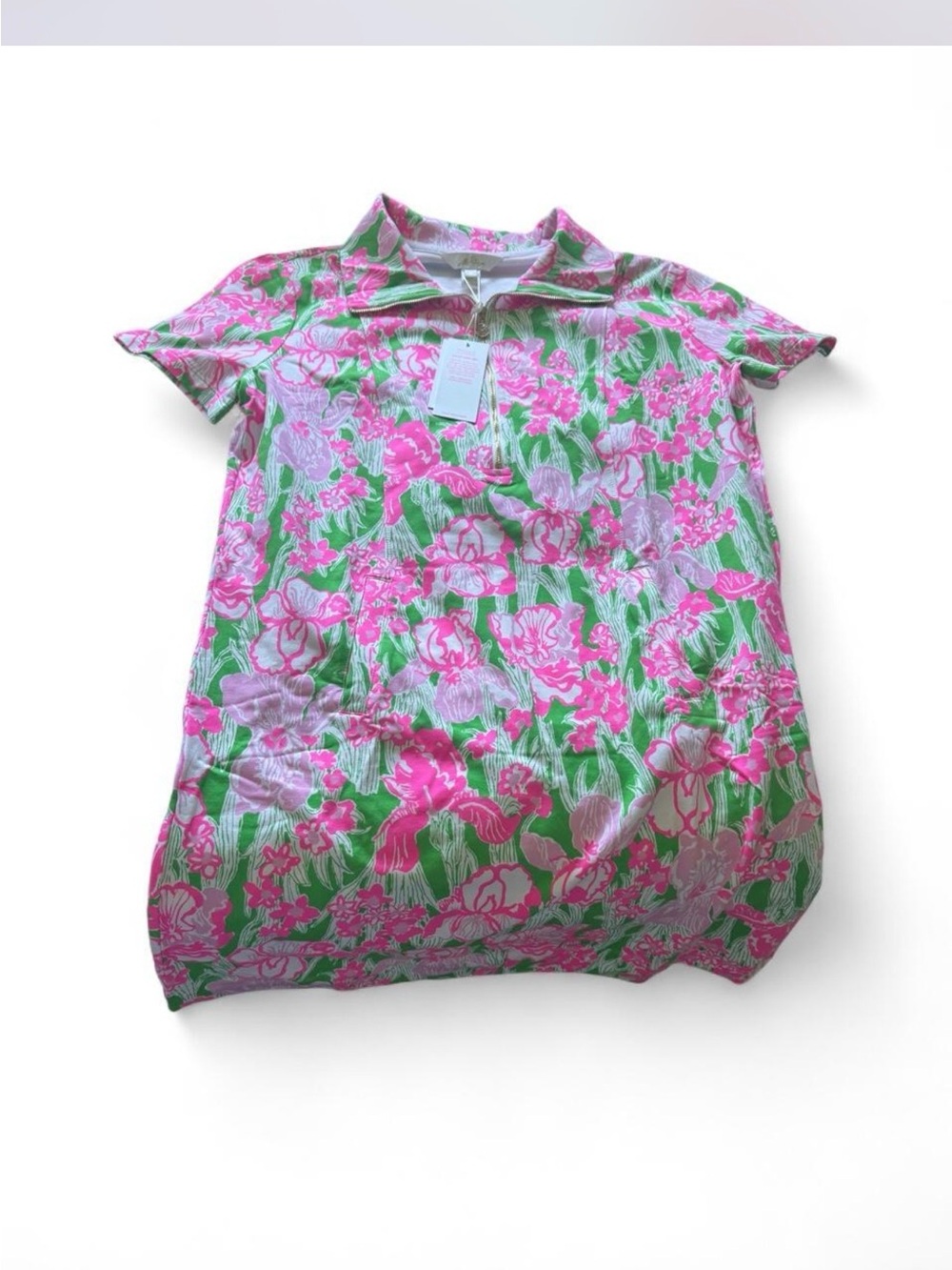 Lilly Pulitzer Pink & Green Floral Zip Dress - Picture 3 of 4